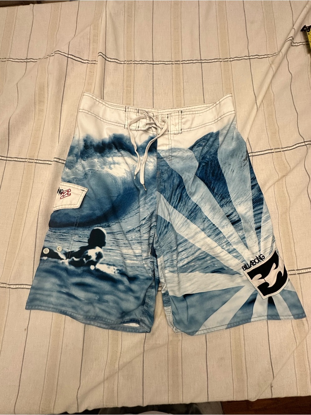 Billabong Andy Iron Rising Sun Blue and White Surf Graphic Board Shorts